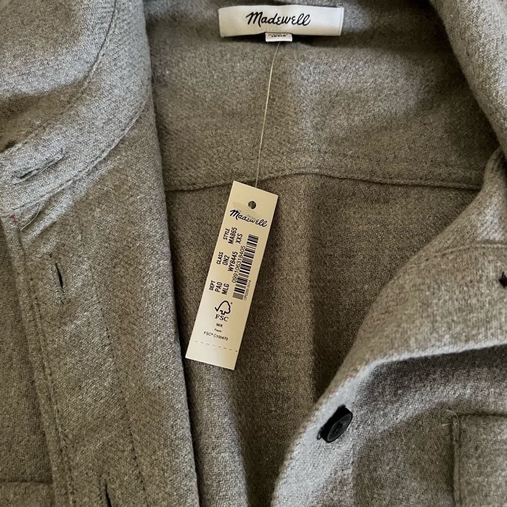 Madewell Heathered Gray Button-Up Flannel Shirt XXS NWT - Picture 3 of 3